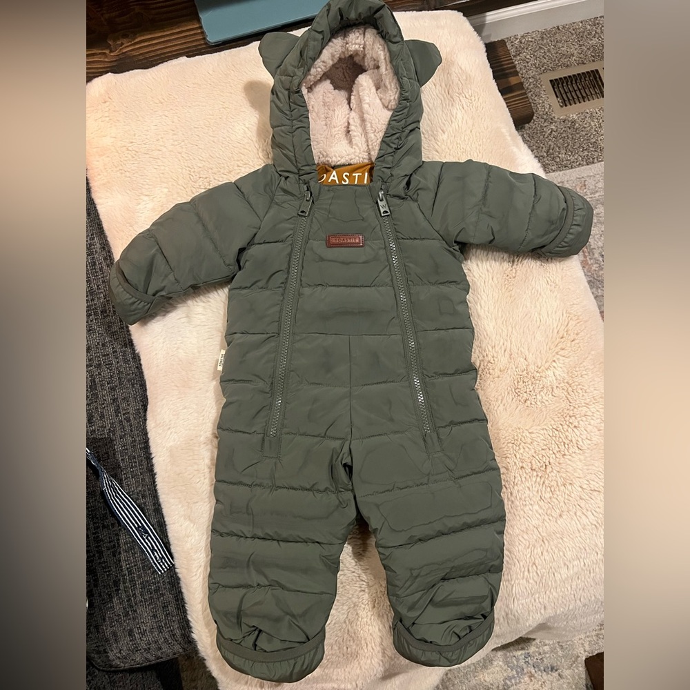 Green Hooded Baby Snowsuit